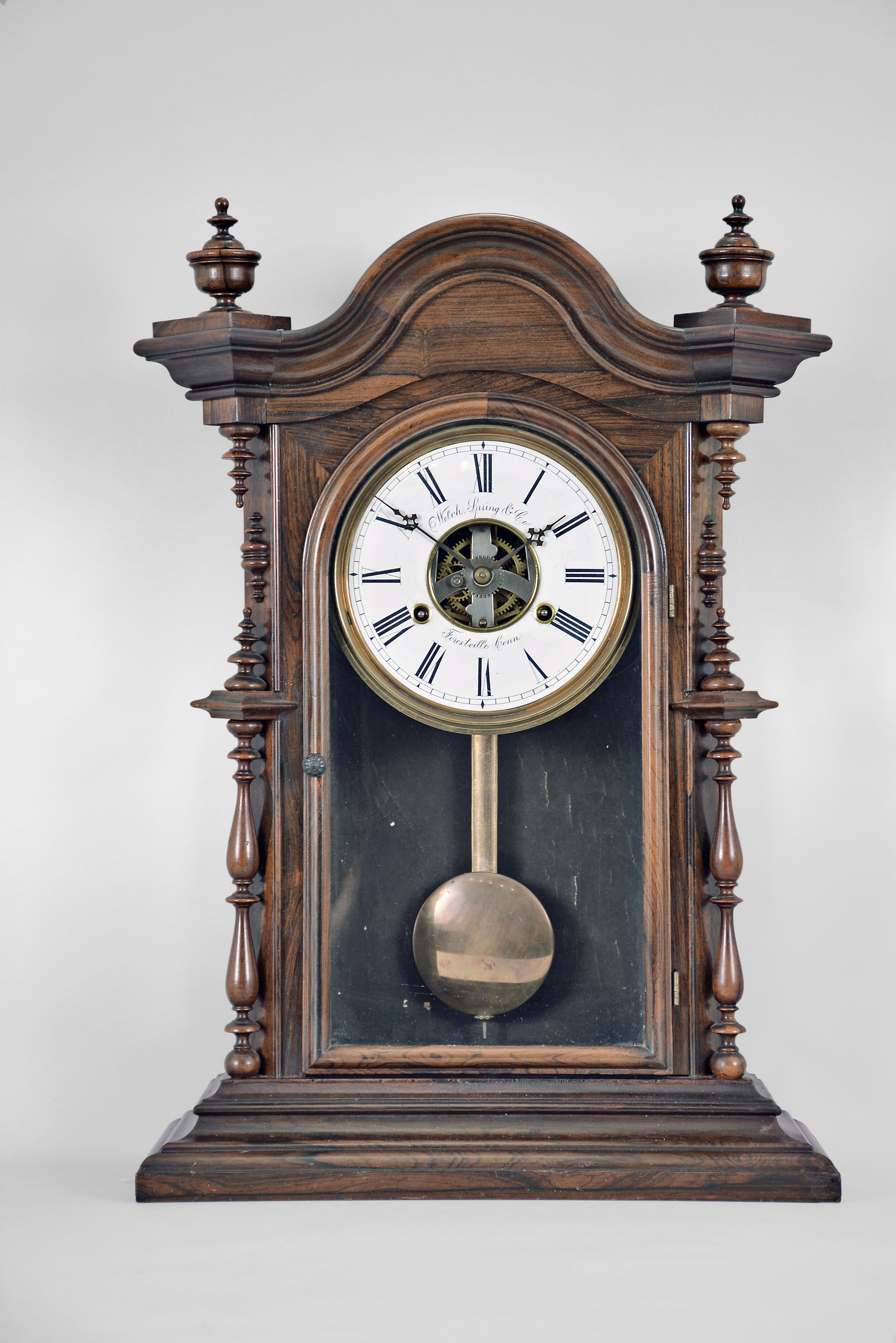 Welch, Spring &amp; Co., Forestville, Conn., "Titiens V.P." shelf clock with a spring driven 30 day timepiece movement in a rosewood case. — Antique Clocks Price Guide