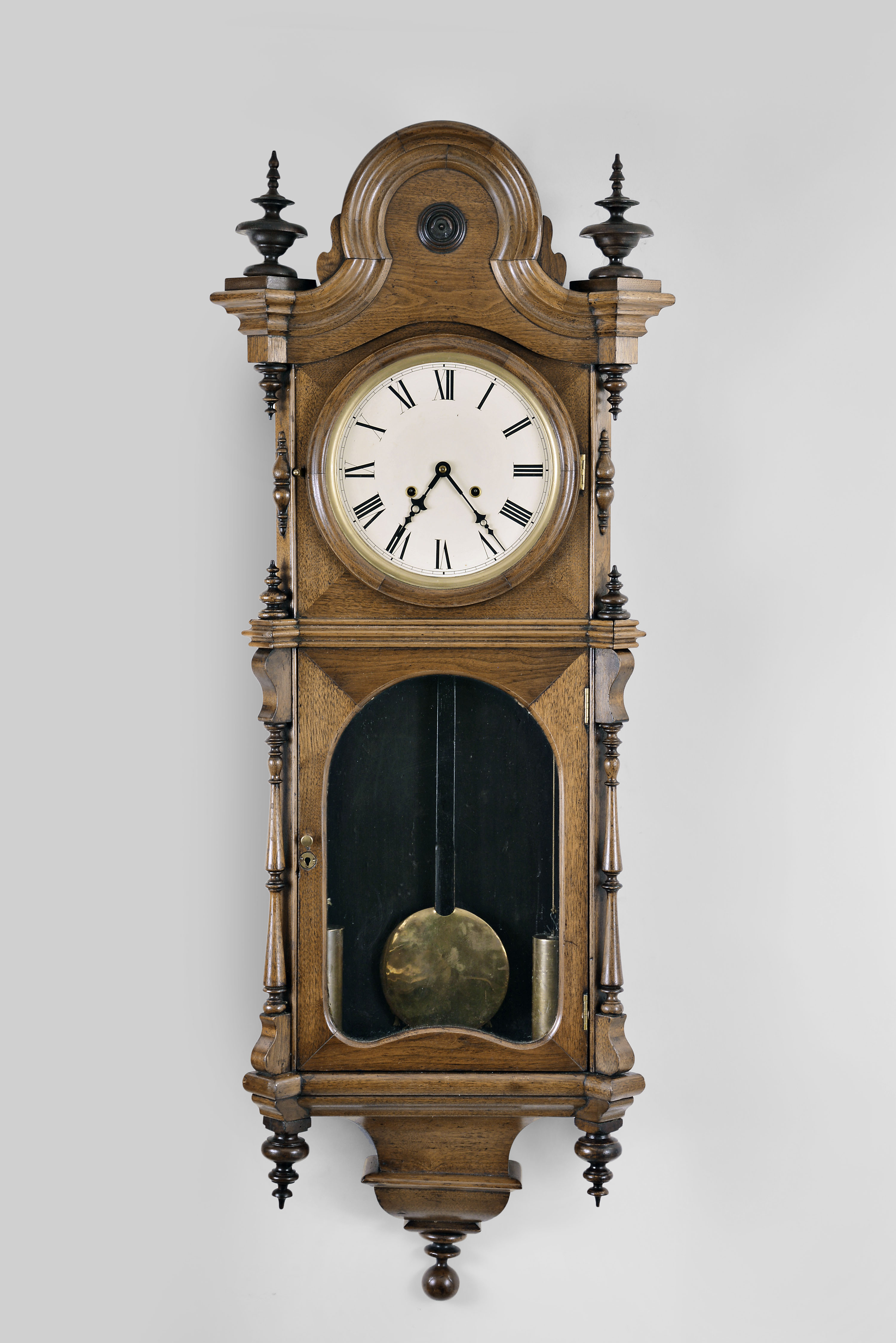 E. N. Welch weight driven wall clock, 8 day, time only, in a walnut case, — Antique Clocks Price Guide