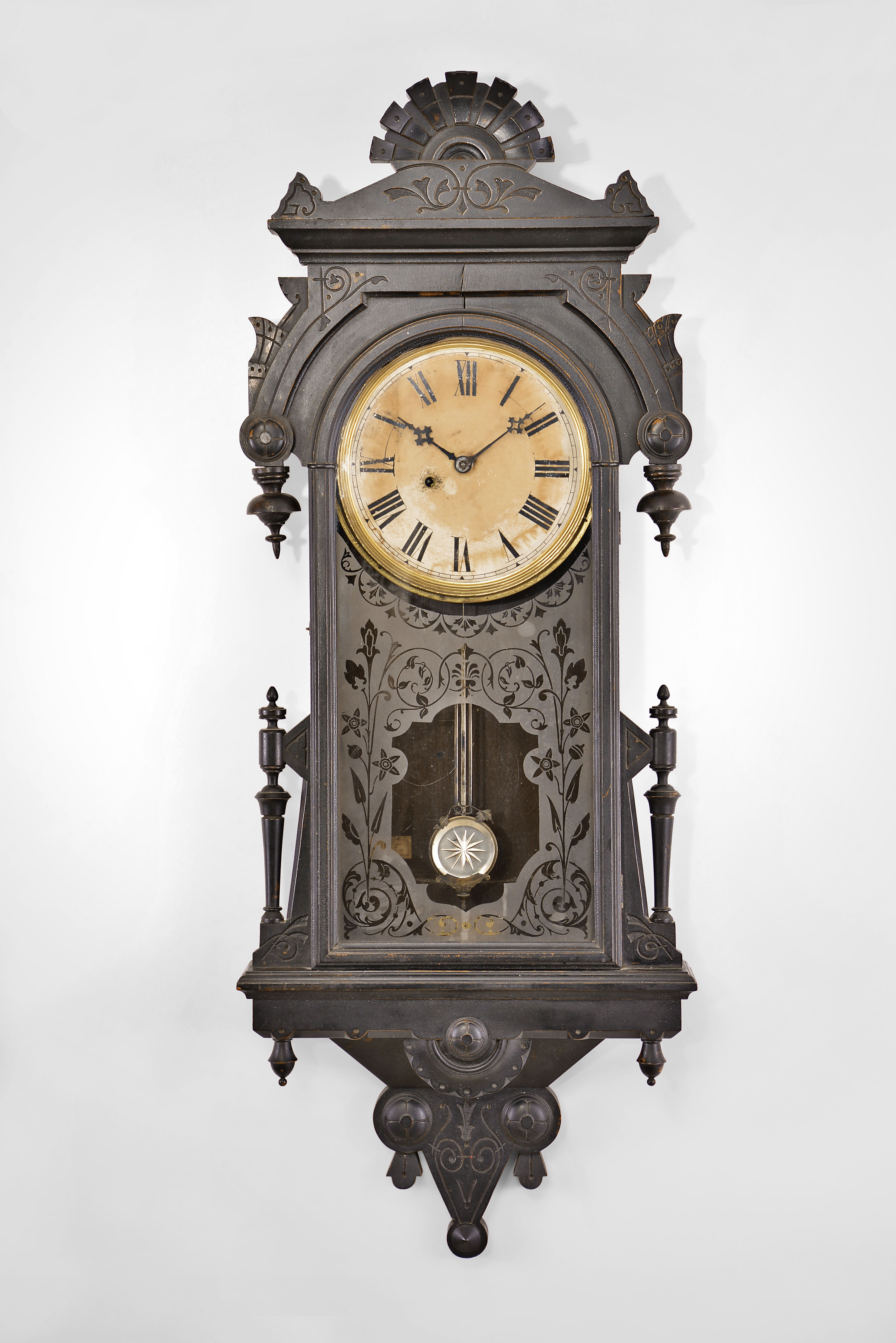 F. Kroeber Clock Co., New York, "Regulator No. 33", 8 day, spring brass movement wall timepiece. — Antique Clocks Price Guide