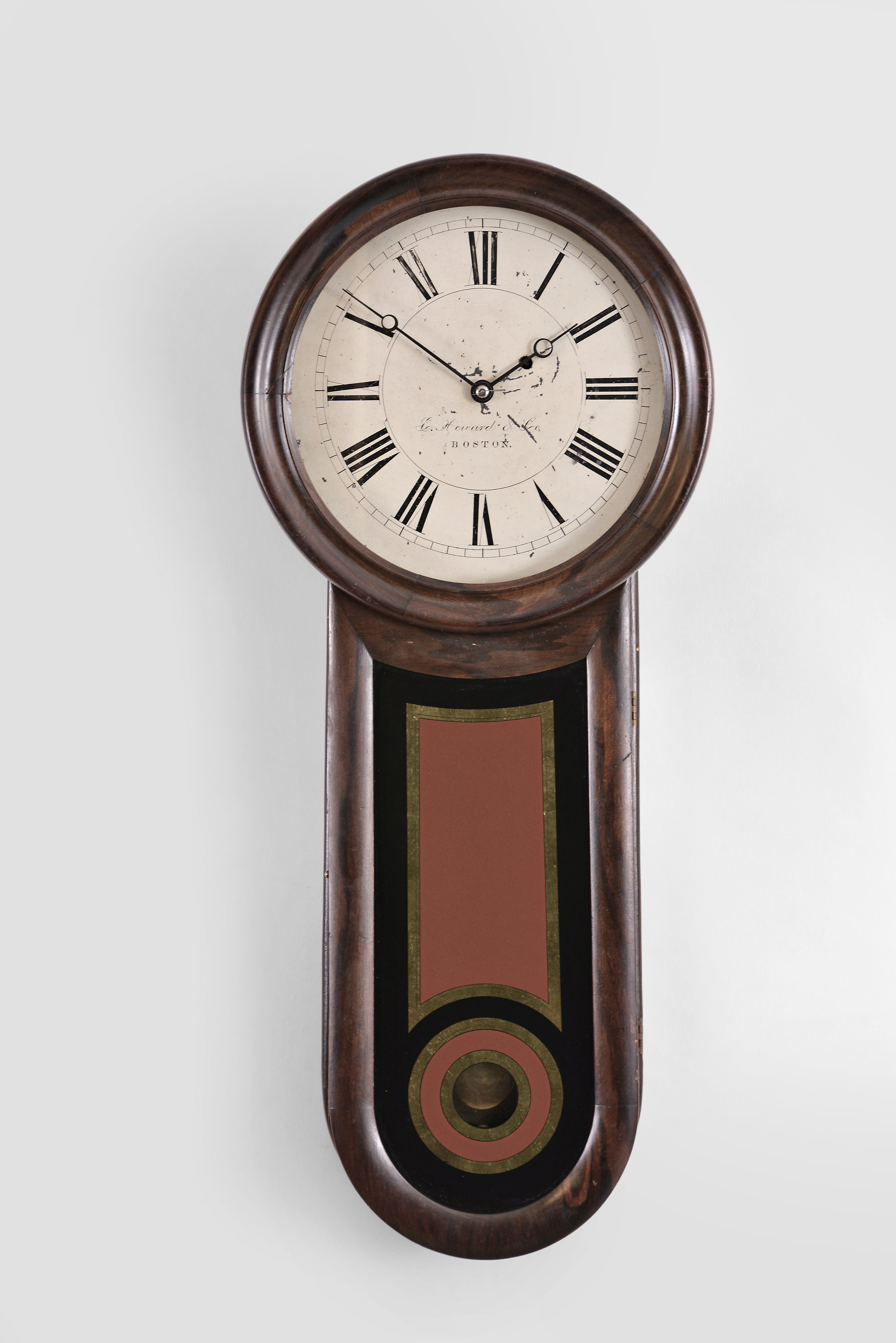 E. Howard &amp; Co., Boston, Mass., "No. 11 Regulator" or Keyhole wall clock, 8 day, weight driven, brass movement wall timepiece. Case is stamped no. 15. — Antique Clocks Price Guide