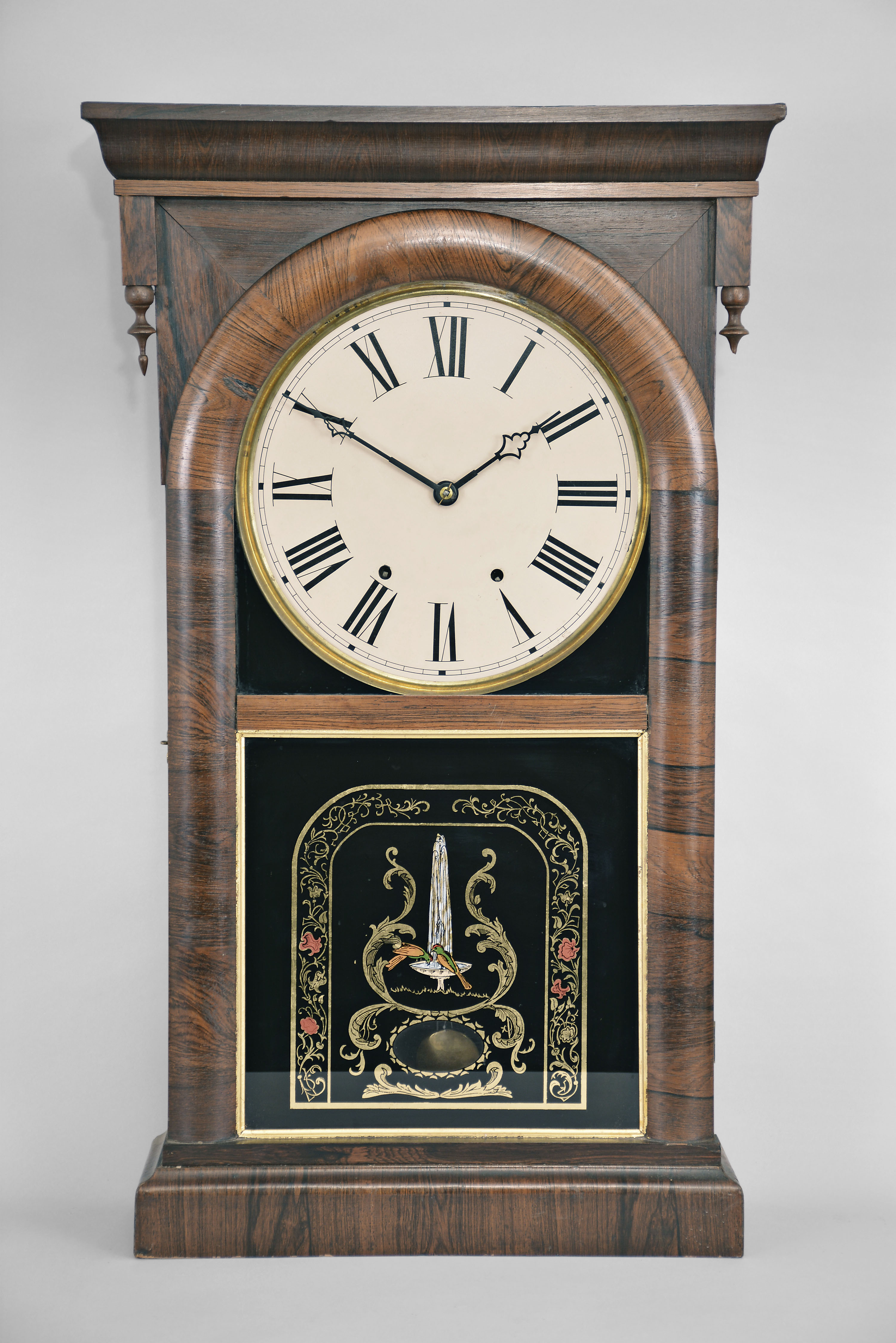 Ansonia Brass and Copper Co., Ansonia, Conn, shelf clock with a weight driven 8 day time and strike movement in a rosewood veneered case. — Antique Clocks Price Guide