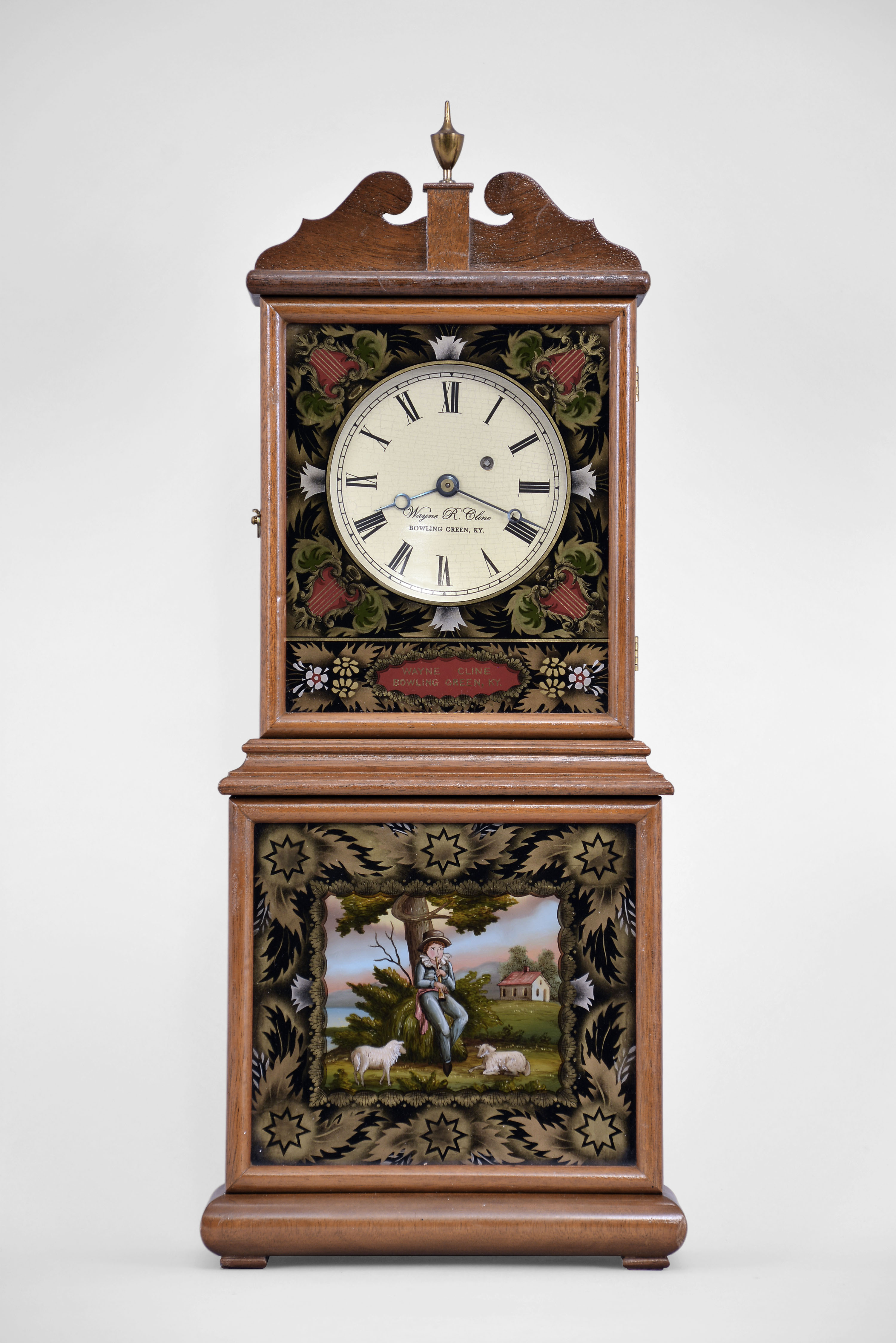 Wayne R. Cline, Bowling Green, Kentucky, 8 day, lever movement miniature version of a Willard style Massachusetts shelf clock. — Antique Clocks Price Guide