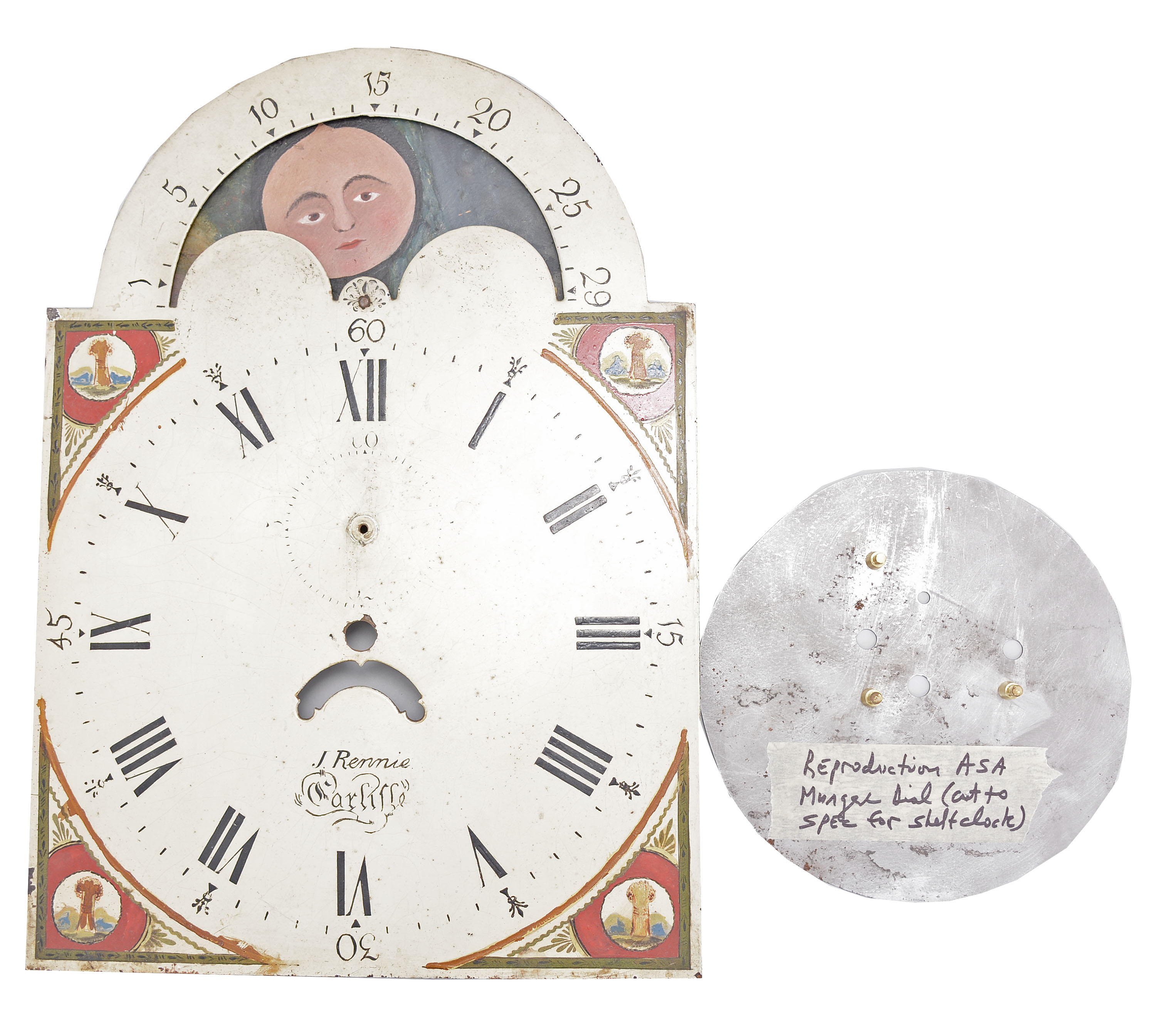 Dials- 2 (Two): (1) Asa Munger reproduction dial blank for shelf clock, cut to spec. — Antique Clocks Price Guide