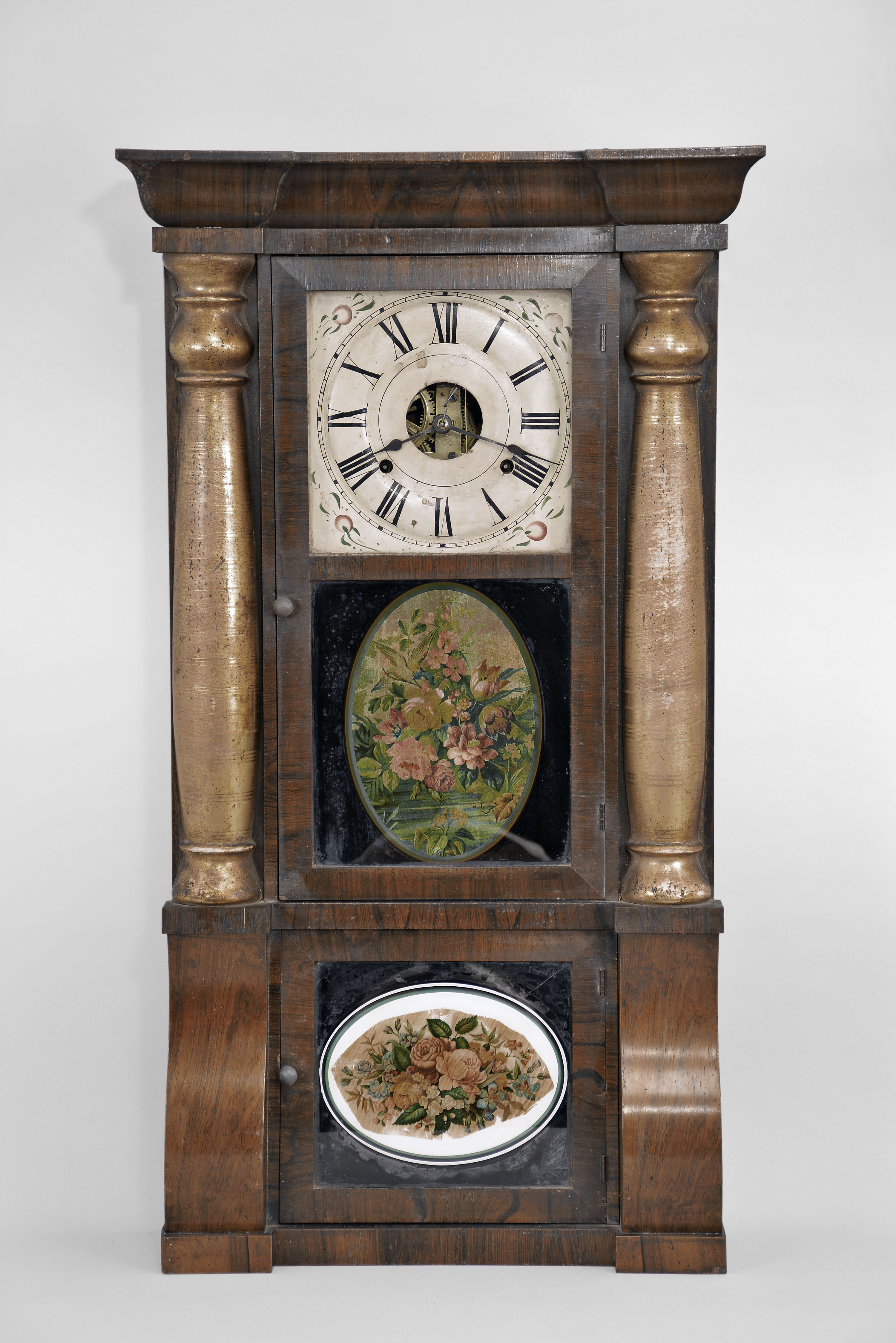 Seth Thomas Clock Co., Thomaston, Conn., 8 day, time and strike weight brass movement gilt column &amp; cornice shelf clock. — Antique Clocks Price Guide