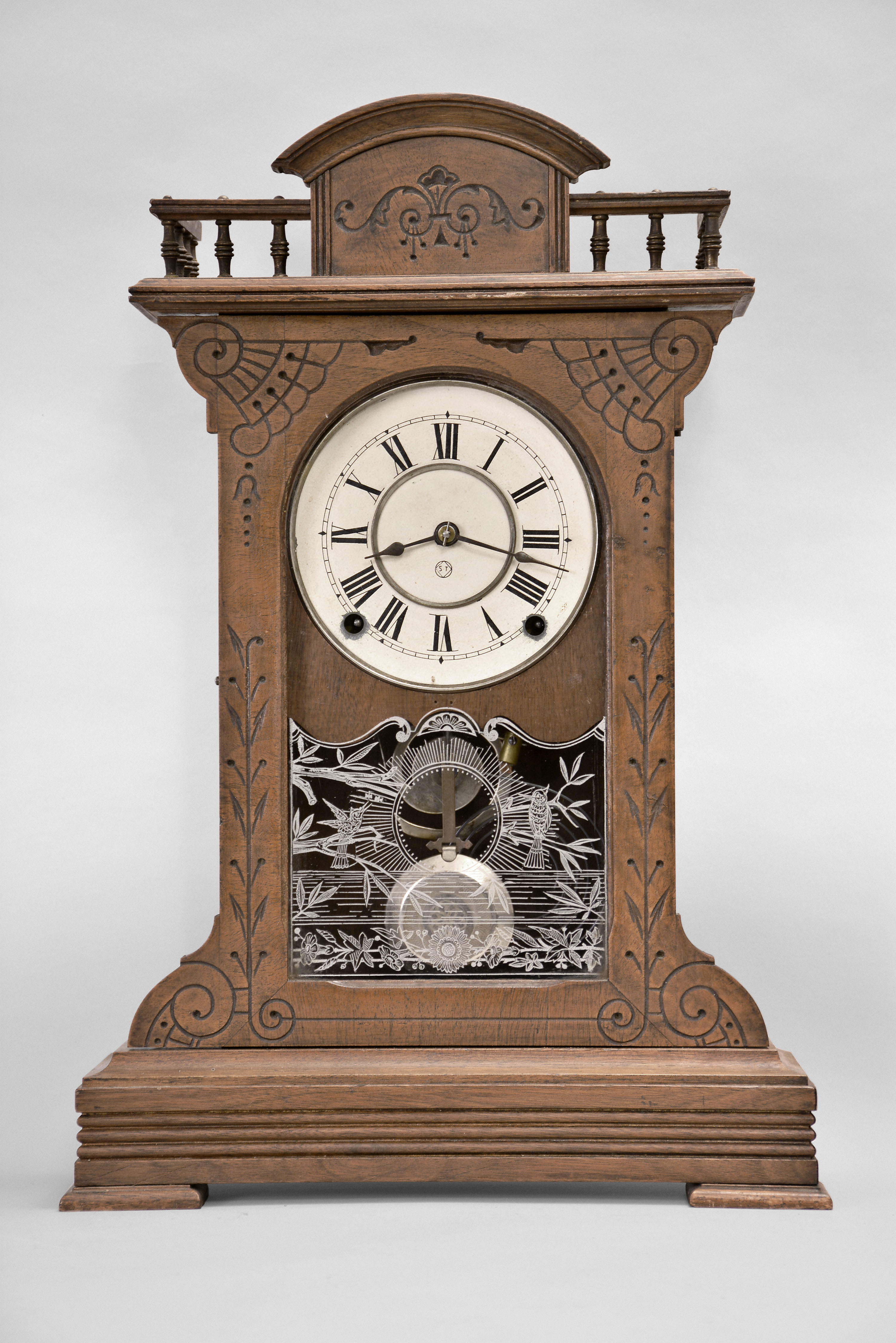 Seth Thomas Clock Co., Thomaston, Conn., "Buffalo", 8 day, time and strike spring brass movement city series mantel clock. — Antique Clocks Price Guide