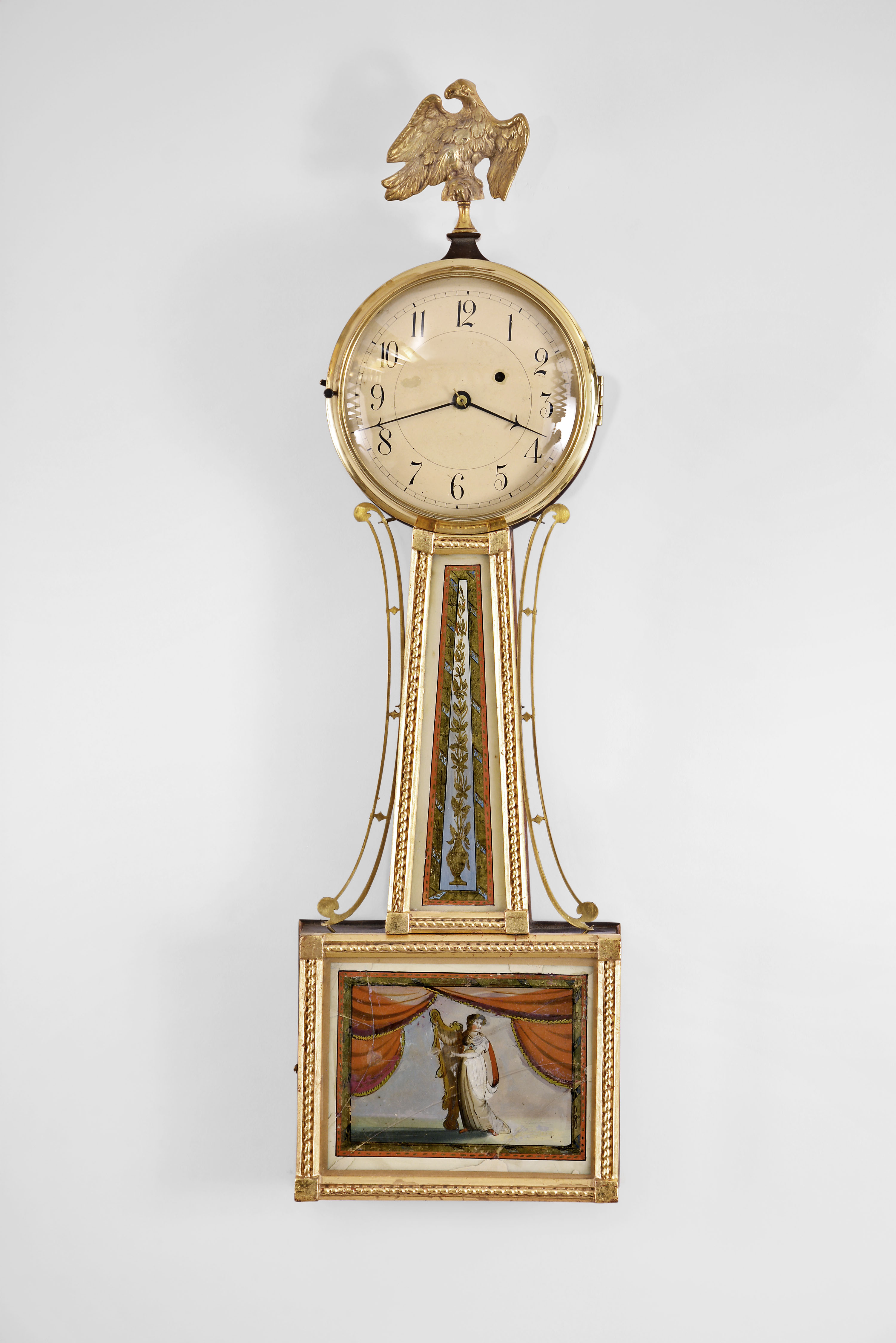 Unknown, 8 day, weight brass movement patent or banjo timepiece. — Antique Clocks Price Guide