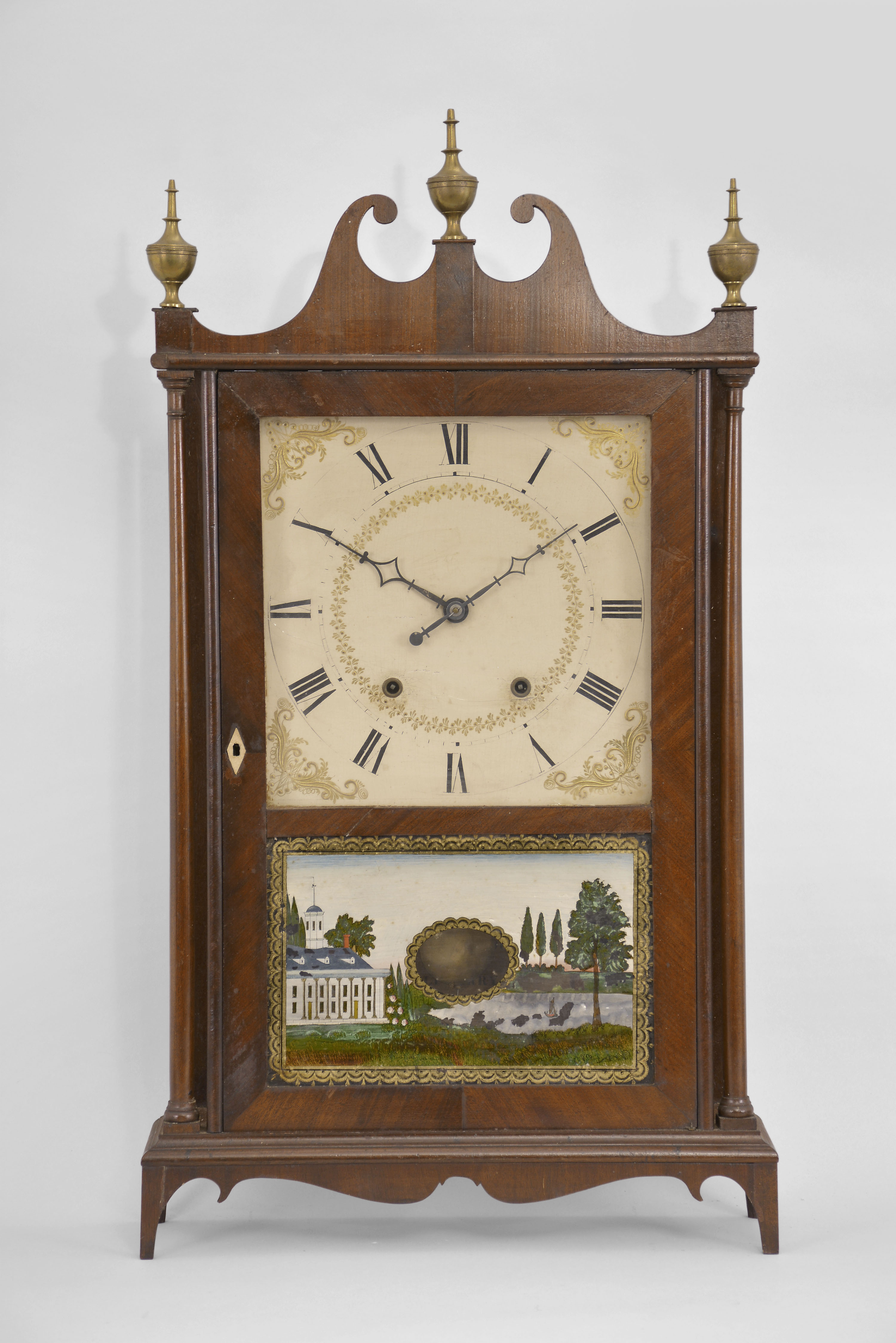 E. Terry &amp; Sons, Plymouth, Conn., 30 hour, time and strike weight wood movement pillar &amp; scroll shelf clock. — Antique Clocks Price Guide