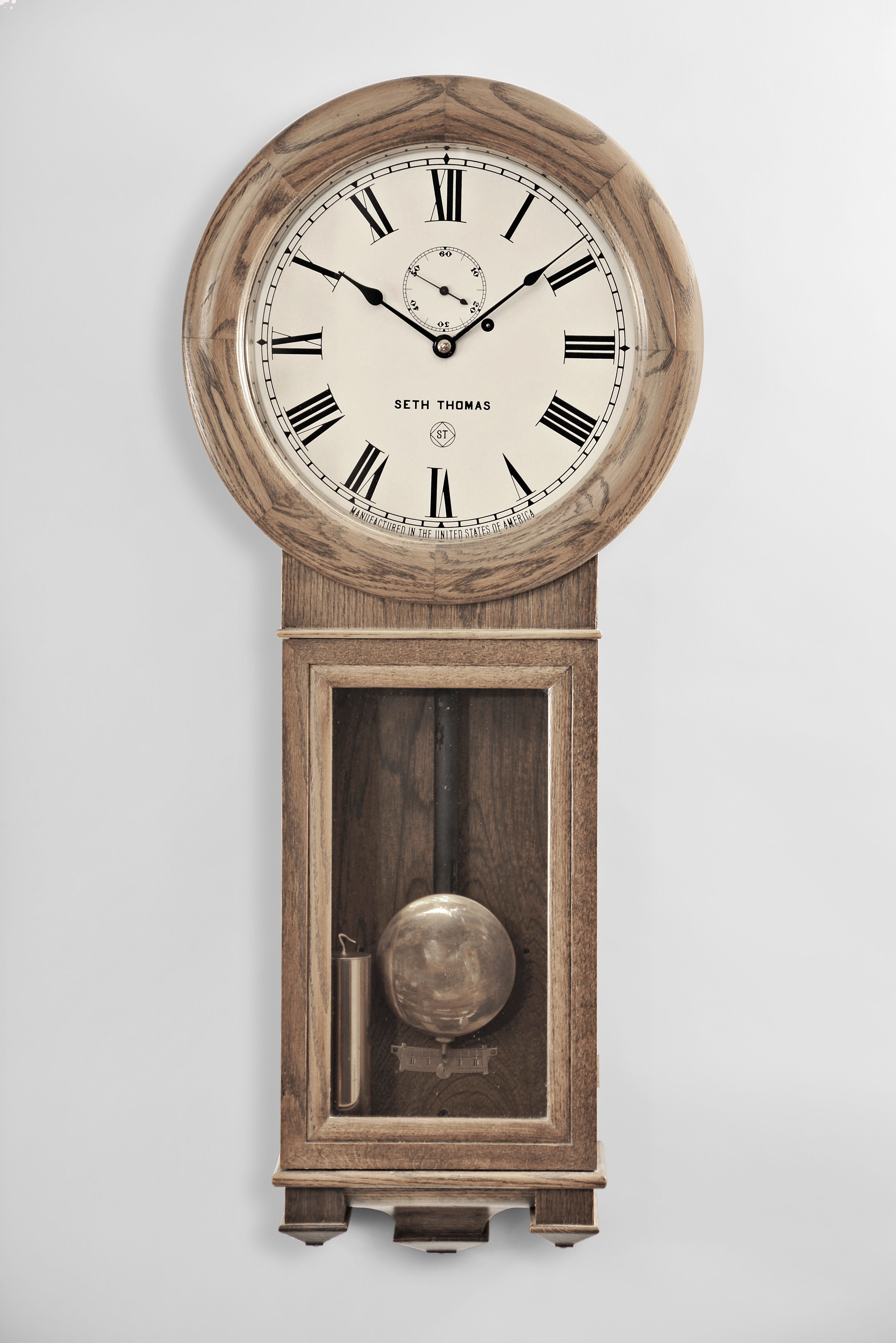 Seth Thomas Clock Co., Thomaston, Conn., "Regulator No. 2 Reissue", 8 day, weight brass movement wall timepiece. Case is numbered 3573 of 4000. — Antique Clocks Price Guide