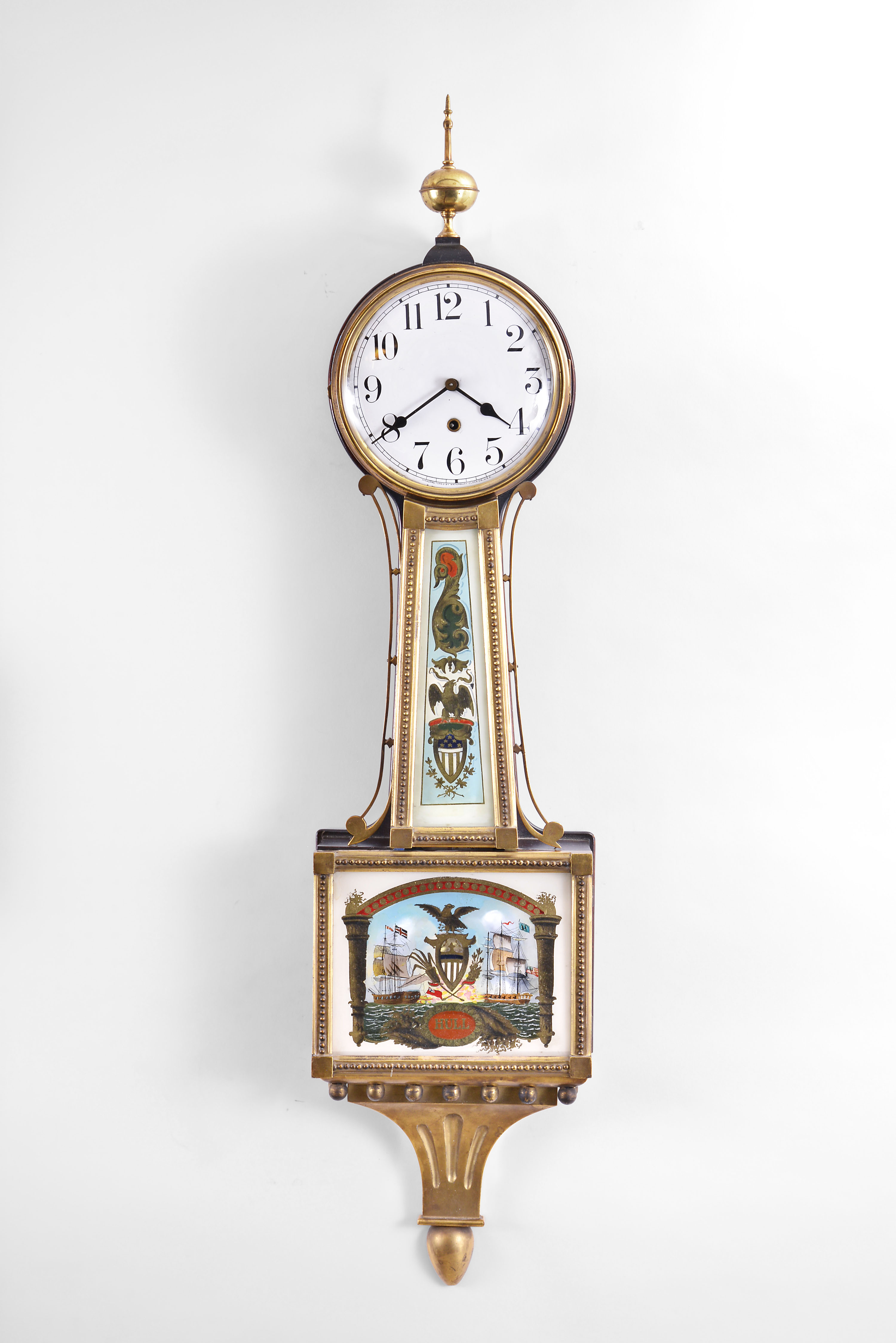 Waterbury Clock Co., Waterbury, Conn., "Willard No. 3" patent or banjo timepiece, 8 day, weight-driven movement. — Antique Clocks Price Guide
