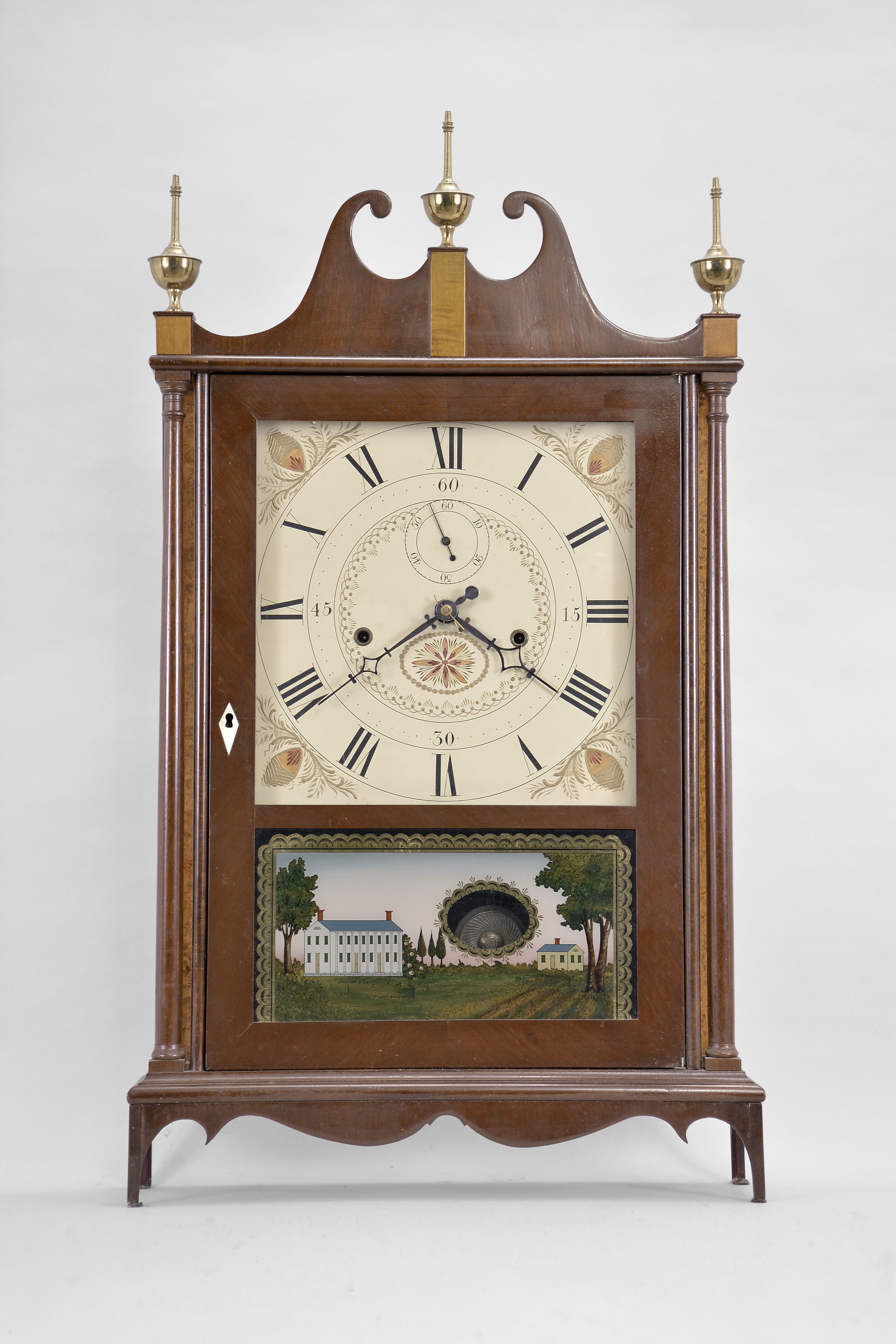 Seth Thomas, Plymouth, Conn., 30 hour, time and strike weight wood movement off center pillar &amp; scroll shelf clock. — Antique Clocks Price Guide