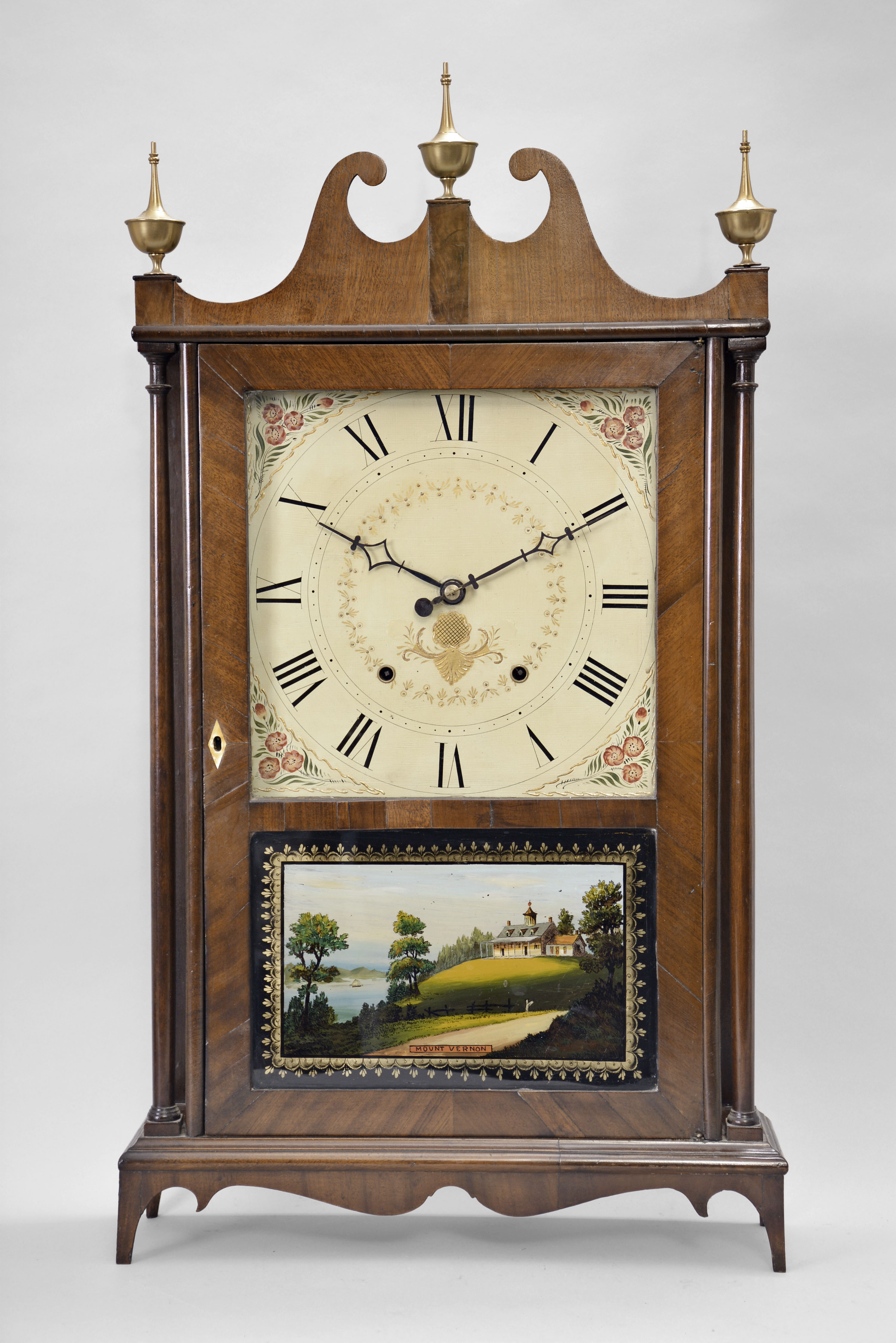 Seth Thomas Clock Co., Plymouth, Conn., 30 hour, time and strike weight wood movement pillar &amp; scroll shelf clock. — Antique Clocks Price Guide