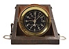 Chelsea Clock Co., Boston, Mass., "U.S. Army Message Center, Mark 1" deck timepiece, 8 day, time only, jeweled movement with lever escapement, center seconds with secondary hour hand, stem set at 9 o'clock position brass case with screw bezel and 4 inch black dial, all in a mahogany carrying case.