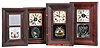 Clocks- 8 (Eight): (1) Waterbury Clock Co., Waterbury, Conn., 30 hour, time and strike, spring brass movement miniature OG shelf clock, c1870; (2) Unknown, 30 hour, time and strike, spring brass movement miniature OG shelf clock, c1870. (3) New Haven Clock Co., New Haven, Conn., 30 hour, time and strike, spring brass movement OG shelf clock, c1870. (4) E. N. Welch Mfg. Co., Forestville, Conn., 30 hour, time and strike, spring brass movement miniature OG shelf clock, c1860 (5) Unknown, empty OG case. (6) E. N. Welch Mfg. Co., Forestville, Conn., 30 hour, time, strike and alarm spring brass movement miniature OG shelf clock, c1860 (7) William L. Gilbert Clock Co., Winsted, Conn., 30 hour, time and strike, spring brass movement miniature OG shelf clock, c1870. (8) Seth Thomas Clock Co., Thomaston, Conn., 30 hour, time, strike and alarm spring brass movement miniature "Round Band" shelf clock, c1870