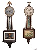Clocks- 4 Connecticut Banjo: (1) E. Ingraham & Co., Bristol, Conn., "Treasure" banjo clock, 8 day, time and strike, spring driven in a mahogany case, c.1930; (2) New Haven Clock Co., New Haven, Conn., "Willard" banjo timepiece, 30 day, time only, spring driven in a mahogany case, c1915; (3) New Haven Clock Co., New Haven, Conn., "Waring" banjo clock, 8 day, time and strike, spring driven in a mahogany finish case, c1925; (4) New Haven Clock Co., New Haven, Conn., "Waring" banjo timepiece, 8 day, time only, spring driven in a mahogany finish case, c1925.
