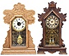 Clocks- 4 (Four): (1) Seth Thomas Clock Co., Thomaston, Conn., "College New York" shelf clock with a spring driven, 8 day, time and half hour strike movement in a walnut case, c1898; (2) E. N. Welch Mfg. Co., Forestville, Conn., "Donita" shelf clock with a spring driven, 8 day, time and half hour strike movement in a black walnut case, c1892; (3) E. N. Welch Mfg., Co., Forestville, Conn., unidentified shelf clock with a spring driven, 8 day, time and hour strike movement in an oak case, c1900. (4) Ansonia Clock Co., New York, unidentified shelf clock with a spring 8 day, time and half hour strike movement in a walnut case, c1900.