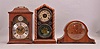 Clocks- 3 (Three): (1) E. Ingraham & Co., Bristol, Conn., "Doric Mosaic", 8 day, time, strike and alarm spring brass movement shelf clock, c1880 (2) Mason & Sullivan, Yarmouth, Mass., 8 day, time and strike, spring brass lever movement bracket clock, c1978 (3) Smiths English Clocks Ltd, London, England, 8 day, time, strike and Westminster chime tambour case mantel clock, c1931.