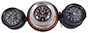Clocks- 3 (Three) Seth Thomas Boat Clocks: (1) Seth Thomas clock Co., Thomaston, Conn., "Mark I Boat Clock, U.S. Navy", 8 day, time only movement with a 3.5 inch dial in a black phenolic case, serial 23457, dated 1943; (2) Seth Thomas clock Co., Thomaston, Conn., "Mark I Boat Clock, U.S. Navy", 8 day, time only movement with a 3.5 inch dial in a black phenolic case, serial 14890, dated 1941; (3) Seth Thomas clock Co., Thomaston, Conn., "Mark I Boat Clock, U.S. Navy", 8 day, time only movement with a 3.5 inch dial in a nickel plated brass case, serial 579, dated 1939.