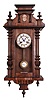 Clocks- 3 (Three) German RA Clocks: three RA clocks, 8 day, time and strike, spring-driven movements in walnut cases with top crests and turned finials by Friedrich Mauthe, Schlenker & Kienzle, and one other unsigned.