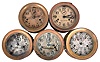 Clocks- 10 (Ten) Seth Thomas Marine Clocks: marine clocks by Seth Thomas for the U.S. Coast Gaurd, U.S. Navy, U.S. Shipping Board, and for retail sale. Some are time and ship's strike while others are time only and twin-spring time only. One wood case, one phenolic case, with the rest are in brass cases, most with silvered dials.
