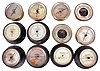 Barometers- 12 (Twelve) Barometers: 12 aneroid barometers for the U.S. Navy and U.S. Maritime Commission by Fee & Stemwedel of Chicago, Friez of Baltimore, and Taylor Instrument Companies of Rochester, New York.