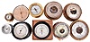Barometers- 10 (Ten) Barometers: French, German, and American made aneroid barometers, some with thermometers by makers such as Selsi, M. Low, Fee & Stemwedel, G. Hechelmann, Kenyon, Abercrombie & Fitch, and Admiralty.