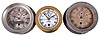 Clocks- 4 (Four) Chelsea Deck Clocks: Chelsea Clock Co., Boston, for U.S. Navy and U.S. Light House Service, deck clocks, 8 day, time only, spring-driven balance wheel movements in brass and nickel plated cases with screw-on bezels, 4.5 and 3.5 inch silvered dials.