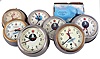 Clocks- 8 (Eight) Russian Submarine Clocks: reproduction Russian submarine timepieces, time only with center seconds, seven spring-driven and one quartz, several with rear mounting plates and one in its original box.