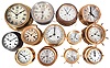 Clocks- 13 (Thirteen) Marine Clocks: assortment of marine clocks by makers including Admiralty, Buren, Salem, Waterbury, and Weems & Plath.