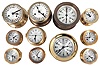Clocks- 17 (Seventeen) Marine and Other Clocks: assortment of marine and other clocks by makers including Admiralty, Boston, Weems & Plath, Seiko, and Detex.
