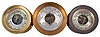 Barometers- 3 (Three) Marine Barometers: two signed by Chelsea Clock Co., Boston, Mass., holosteric barometers in brass cases with silvered dials and alcohol thermometers.