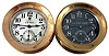 Clocks- 2 (Two) Seth Thomas Clocks for U.S. Military: Seth Thomas Clock Co., Thomaston, Conn., for U.S. Navy and U.S. Coast Guard, deck clocks, 8 day, time only, spring-driven balance wheel movments in heavy brass cases with screw-on bezels, 6 inch black and silvered dials with subsidiary seconds.