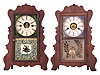 Clocks- 2 (Two): (1) E. & A. Ingraham, Bristol, Conn., 30 hour, time and strike, spring brass movement serpentine front shelf clock c1852. (2) E. & A. Ingraham, Bristol, Conn., 30 hour, time, strike and alarm spring brass movement serpentine front shelf clock c1852.