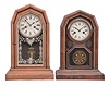 Clocks- 4 (Four) Welch, Spring, & Co., Forestville, Conn., time and strike, spring driven: (1) "Empress, V.P." mantel clock, 30 hour movement in a softwood case, c1880; (2) "Empress", 30 hour movement in a rosewood veneered case, c1872; (3) "Empress, V.P." mantel clock, 30 hour movement with alarm in a rosewood veneer case, c1880; (4) "Empress, V.P." mantel clock, 8 day movement in a rosewood veneer case, c1885.