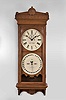 Seth Thomas Office Calendar No. 13 (reproduction) with a weight driven 8 day timepiece movement with maintaining power and a perpetual calendar mechanism (R. T. Andrews style) in an oak case.