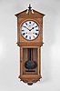 Seth Thomas Clock Co., Thomaston, Conn, "Umbria" wall hanging clock with a double spring driven 15 day timepiece movement in an oak case.