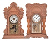 Clocks- 4 (Four) Gingerbread, 8 day, time and strike, spring driven movements in oak cases: (1) E. Ingraham, Bristol, Conn., "Atlantic" mantel clock, time and strike, c1915; (2) Wm. L. Gilbert Clock Co., "Navy No. 26" mantel clock, time and strike with alarm, c1901;(3) Sessions Clock Co., Forestville, Conn., "Grand No.1", time and strike, c1915; (4) Sessions Clock Co., Forestville, Conn., unknown model, time and strike with alarm, c1910.