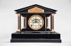 Ansonia Clock Co., New York, "Loire", 8 day, time and strike spring brass movement enameled iron case mantel clock.