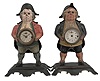 Blinking Eye Clocks- 2 (Two): (1) Bradley & Hubbard, Meriden, Conn., "Continental" blinking eye or winker clock, 30 hour, spring driven balance wheel movement in a cast iron case featuring a continental soldier in a red coat with bicorn hat, c1856; (2) Bradley & Hubbard, Meriden, Conn., "Continental" blinking eye or winker case in cast iron featuring a continental soldier with blue coat and tricorn hat, c1856.