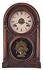 Clocks- 2 (Two): (1) Massachusetts Banjo clock in a mahogany case (no movement). c1820; (2) Atkins Clock Co., Bristol, Conn., "Round Top #1" shelf clock with a spring driven 8 day time, strike and alarm movement in a rosewood case. c1873.