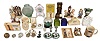 Clocks and Collectibles- Dozens of small clocks and clock-related items including ceramic figures, mugs, glass, banks, and more. Lot also includes 17 Lux pendulette clocks including less common models such as the "Cat", "Dutch Cottage Cuckoo, "Sally Rand Fan Dancer", and "U.S. Capitol with Roosevelt Profile ".