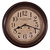 Clocks- 2 (Two): (1) Ansonia Clock Co., New York, "Gresham" wall hanging gallery clock with a 12 inch dial, dial reading "P. Allana & Bros / Karachi." and a spring driven 8 day time and strike movement in a finished mahogany case. c1894. (2) Seth Thomas Clock Co., Thomaston, Conn., "Office No. 5" wall hanging clock with a spring driven 8 day time and strike movement in an oak case. c1904.