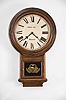 Welch, Spring, & Co., Forestville, Conn., "Round Head Drop" wall hanging clock with a spring driven 8 day time and strike movement with a painted dial reading "Henry Lee / Boxxon" in a rosewood case.