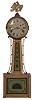 Clocks- 2 (Two): (1), Massachusetts, possibly North Attleboro, 8 day, weight brass movement patent or banjo wall timepiece. c1860 (2) Massachusetts, 8 day, weight brass movement patent or banjo wall timepiece. c1825