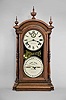 Southern Calendar Clock Co., St. Louis, MO., "Fashion No. 4" double dial shelf clock with a Seth Thomas spring driven, 8 day, time and strike movement and a R. T. Andrews patented perpetual calendar mechanism in a walnut case with painted metal dials