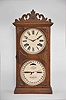 Ithaca Calendar Clock Co., Ithaca, NY "No. 10 Farmer's" calendar shelf clock with an spring driven 8 day time and strike movement (E. N. Welch) and a H. B. Horton's patented perpetual calendar mechansim is a walnut case.