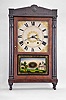 Chauncey Ives, Bristol, Conn., 30 hour, time and strike weight wood movement half column & splat shelf clock.