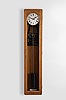 The Synchronome Co., Ltd., England, master clock, oak case, Roman numeral silvered dial, electromechanical movement providing impulse every thirty seconds from a falling gravity arm to pendulum and cylindrical bob, NRA #3439