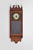 Michael Paul, Berea, Ohio, 30 hour, weight brass movement with weight alarm miniature timepiece copy of an I. Dewey, Chelsea, Vermont, New Hampshire mirror clock. This example is number 3 of 15.