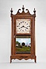 Erastus Hodges, Torrington, Conn., 30 hour, time and strike weight wood Torrington movement pillar & scroll shelf clock.