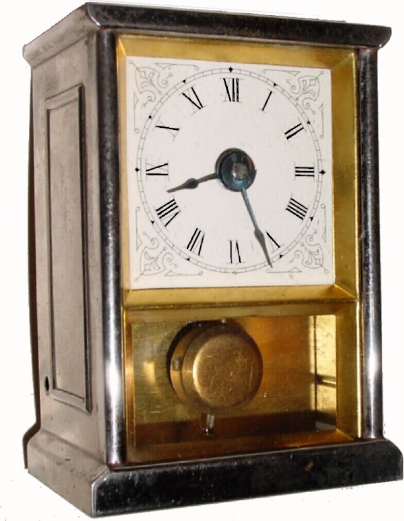 C.1880, Yale Clock Co., New Haven, Conn., 30-hour miniature nickel-plated timepiece — Antique Clocks Price Guide